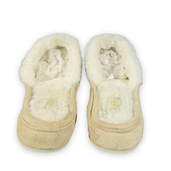Kooba Fur Plush Slip-on Slippers Beige Women's Large (8-9) - Picture 5 of 11